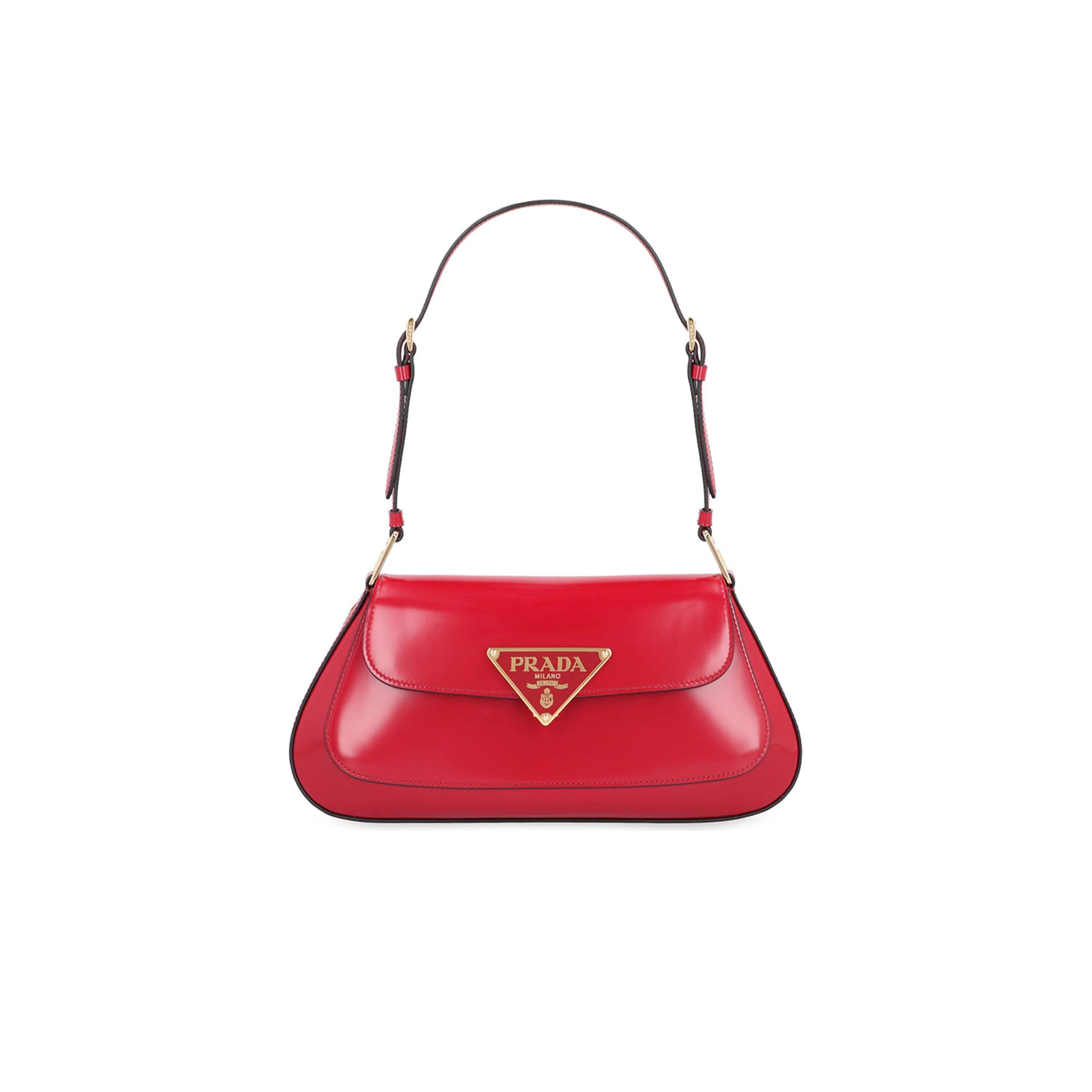 PRADA WOMEN'S RED CLEO LEATHER SHOULDER BAG 1BD345 (24*11*4cm)